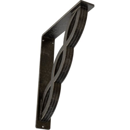 Ekena Millwork Loera Wrought Iron Bracket, (Triple center brace), Antiqued Warm Silver 2"W x 10"D x 12"H BKTM02X10X12TLOAWS
